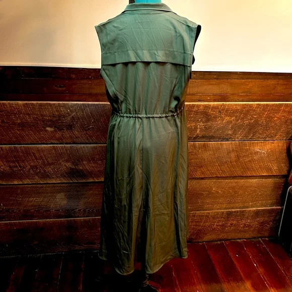 Kate Hewko Long Layering Cargo Vest Trenchcoat - Lightweight w/ Drawstring Waist - Picture 10 of 16